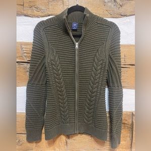 Womens Gap Small Olive Green Zip Cardigan